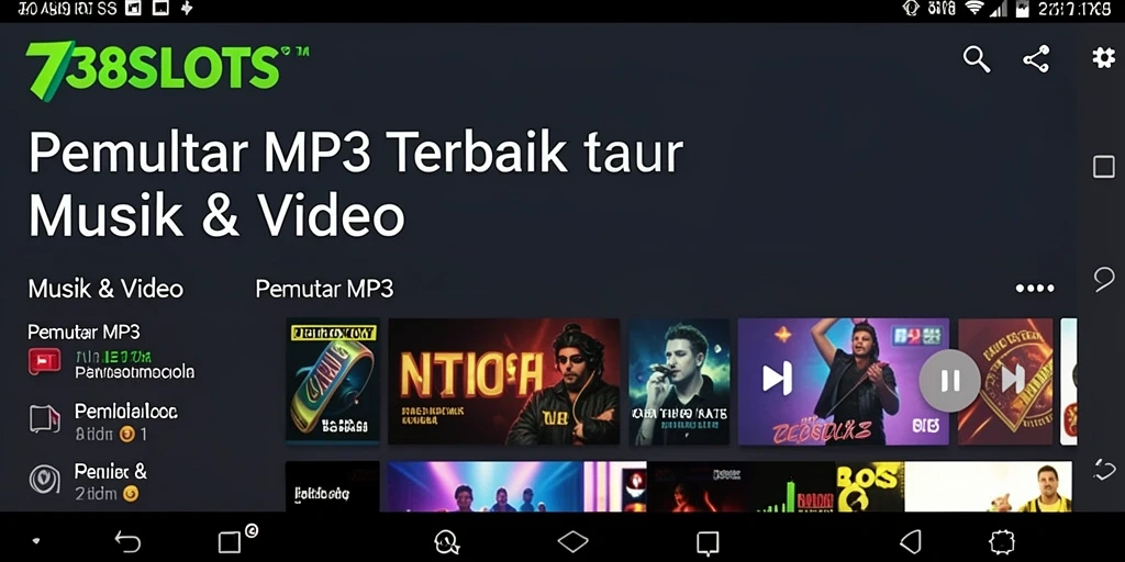 Tampilan antarmuka 738SLOTS yang sederhana dan fungsional untuk Pemutar MP3.