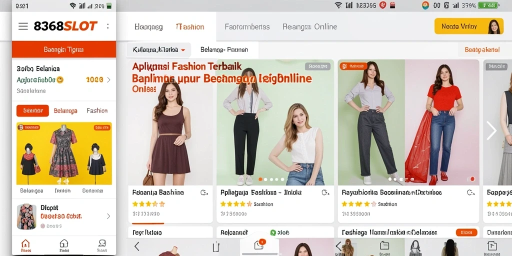 Antarmuka menarik dari aplikasi 8368SLOT untuk belanja fashion.