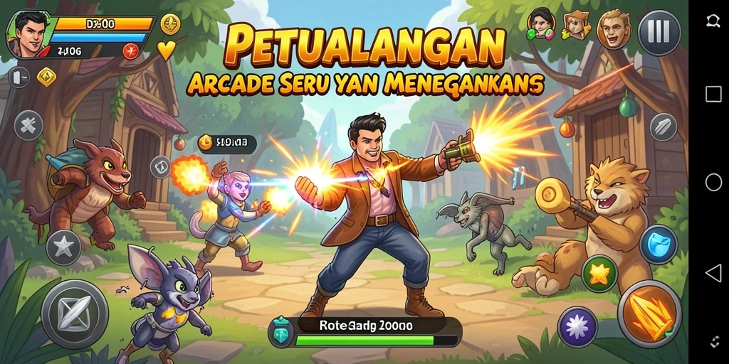 Screenshot D06 menampilkan antarmuka permainan yang penuh warna dan interaktif.
