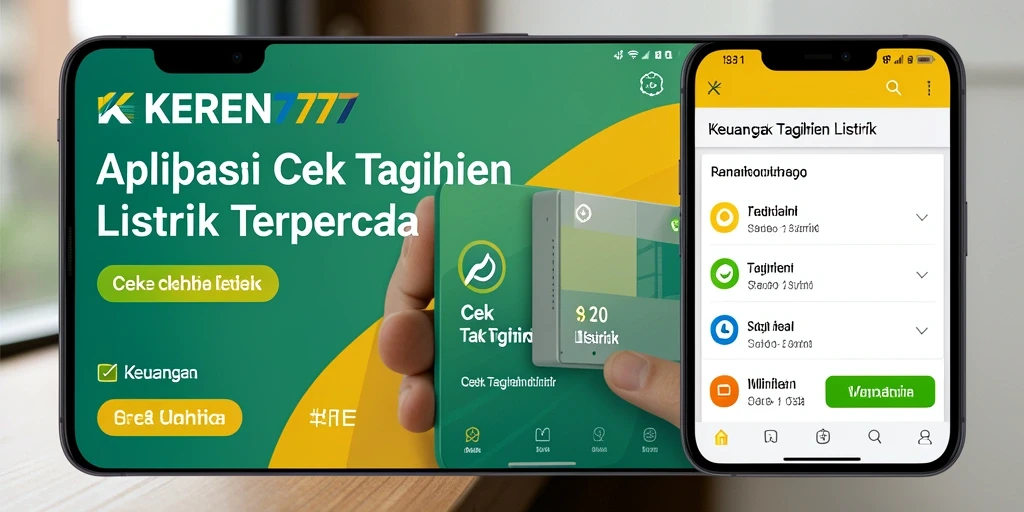 Antarmuka utama KEREN777 menampilkan fungsi cek tagihan listrik dengan jelas.
