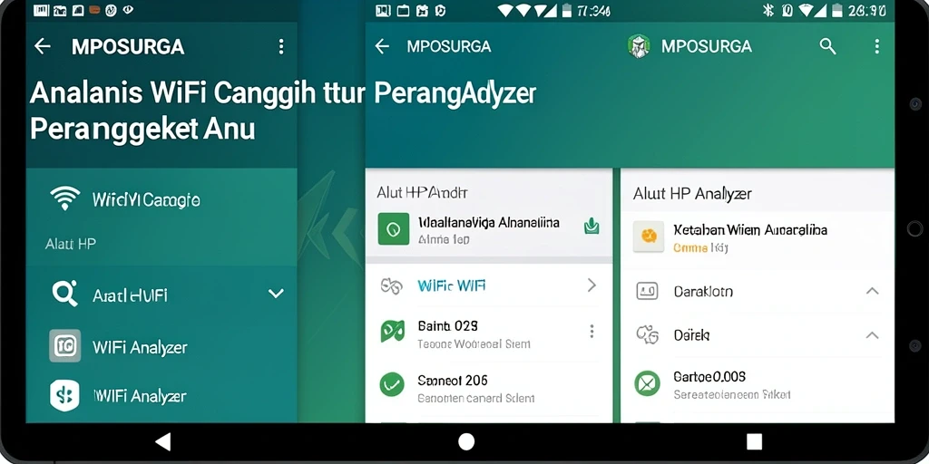 Tampilan antarmuka pengguna MPOSURGA menampilkan fungsi WiFi Analyzer yang intuitif.