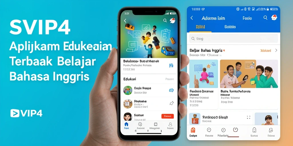 Antarmuka aplikasi SVIP4 untuk Belajar Bahasa Inggris yang interaktif.